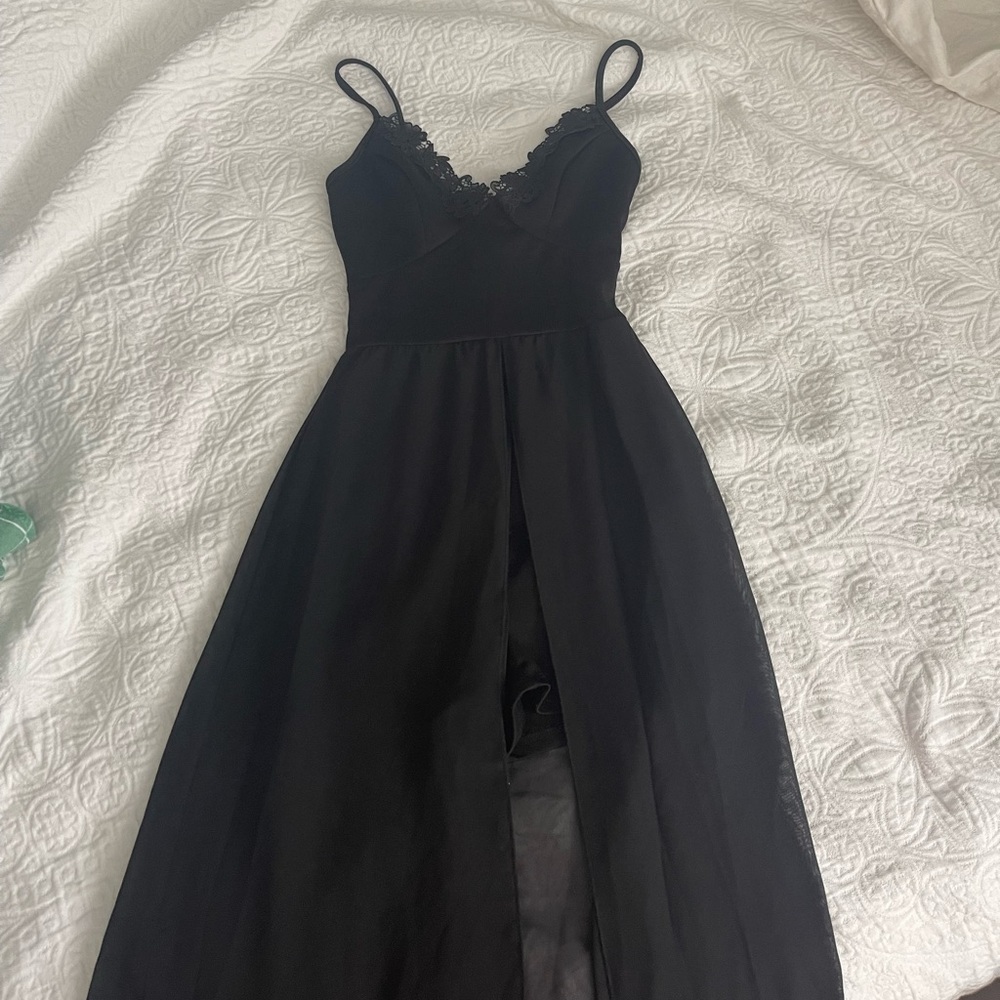 Black Romper/Cape Dress (size small)